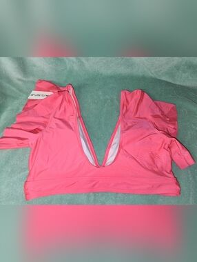 Coral Swim Top And Floral Swim Bottoms